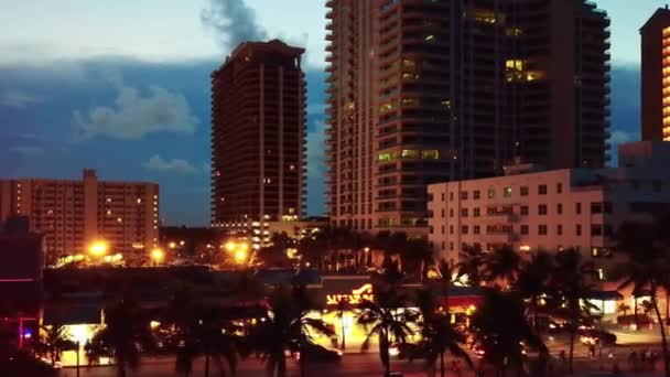 Fort Lauderdale Nocy Widok Powietrza Światła Miejskie Plaża Lauderdale Floryda — Wideo stockowe