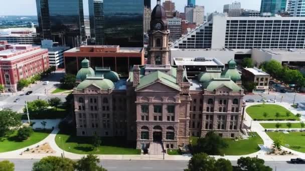 Fort Worth Aerial View Tarrant County Court Downtown Texas — Stock video