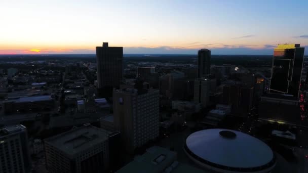 Kvällstid Över Fort Worth Downtown Aerial View Texas — Stockvideo
