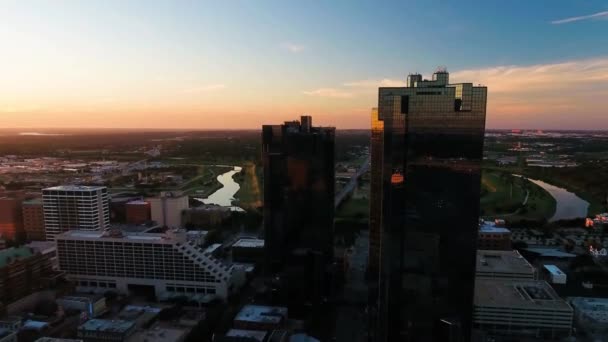 Fort Worth Κέντρο Αεροφωτογραφία Τέξας Καταπληκτικό Τοπίο — Αρχείο Βίντεο