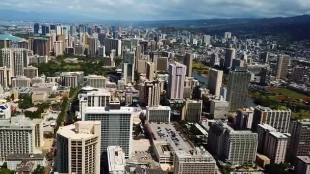 Honolulu Oahu Flygfoto Hawaii Downtown Honolulu Hamn — Stockvideo