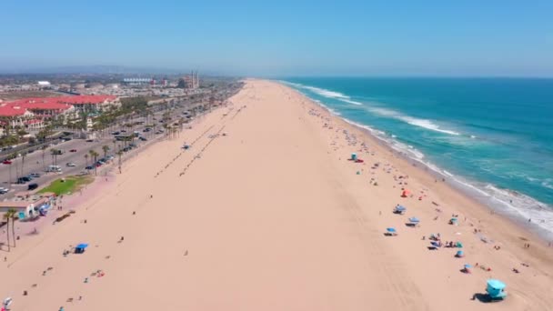 Huntington Beach Californie Côte Pacifique Paysage Incroyable Vue Aérienne — Video