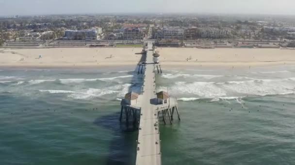 Huntington Beach Καλιφόρνια Aerial Flying Huntington Beach Pier — Αρχείο Βίντεο