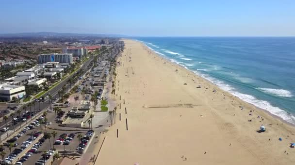 Huntington Beach California Paesaggio Fantastico Vista Aerea Costa Del Pacifico — Video Stock