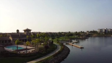 Oxnard, Channel Adaları Limanı, Drone View, California, Seabridge Community Rıhtımı