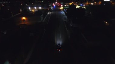 San Bernardino Gece, Kaliforniya, Şehir Merkezi, Drone View, Şehir Işıkları