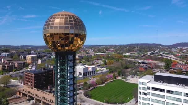 Knoxville Esfera Solar Vista Drone Centro Cidade Paisagem Incrível Tennessee — Vídeo de Stock