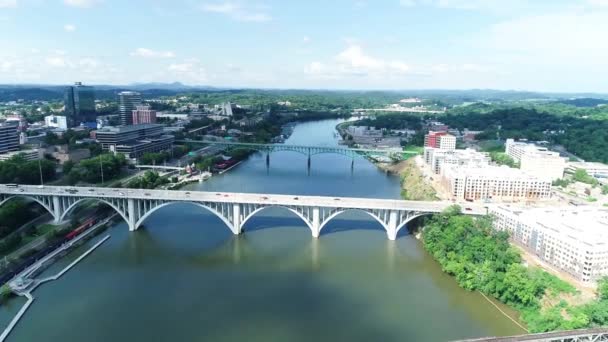 Knoxville Tennessee Drone View Tennessee River Śródmieście — Wideo stockowe