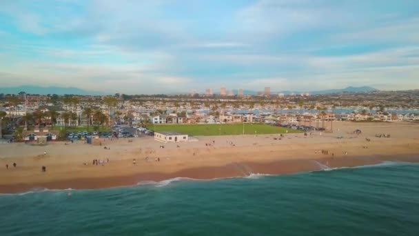 Newport Beach Kalifornien Flygfoto Balboa Halvön Balboa Beach — Stockvideo