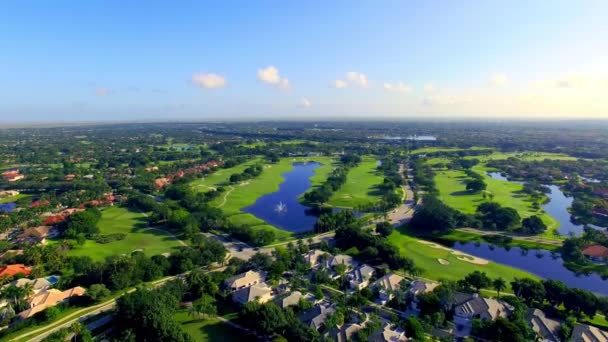 Weston Florida Waterfront View Aerial Flying Amazing Landscape — Stock Video