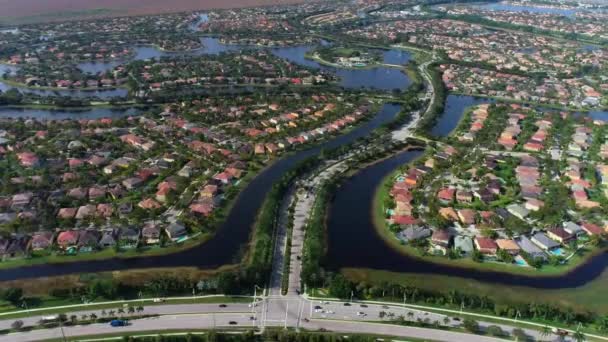 Weston Florida Drone Flying Fantastiskt Landskap Waterfront View — Stockvideo