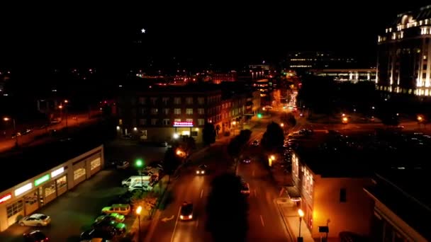 Roanoke Notte Centro Città Drone View Virginia Luci Cittadine — Video Stock