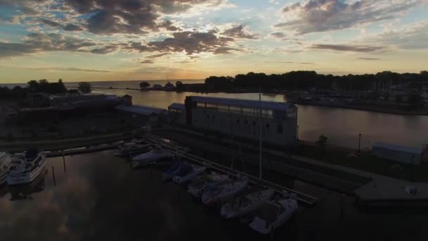 Evening Rochester Aerial View Port Rochester New York State — Stok Video