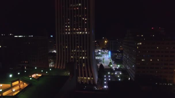 Gece Rochester Drone View Şehir Merkezi Şehir Işıkları New York — Stok video
