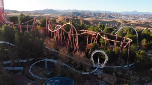 Santa Clarita Six Flags Magic Mountain Καλιφόρνια Drone View — Αρχείο Βίντεο