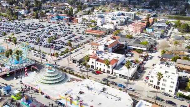 Santa Cruz Beach Boardwalk Καλιφόρνια Drone View Καταπληκτικό Τοπίο — Αρχείο Βίντεο
