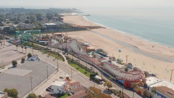 Santa Cruz Beach Boardwalk Πλήρης Επισκόπηση Drone Flying Καλιφόρνια — Αρχείο Βίντεο