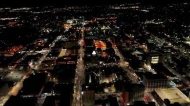 Scranton, Gece, Pennsylvania, Şehir merkezi, Drone View, Şehir Işıkları