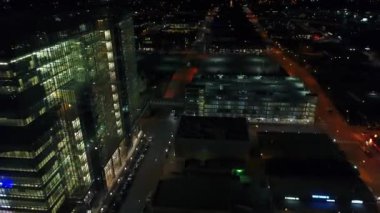 Gece Tulsa, Drone View, Oklahoma, Downtown, City Lights