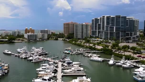 Сарасота Бейфронт Вид Воздуха Удивительный Ландшафт Флорида — стоковое видео