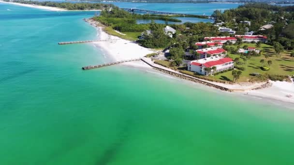 Longboat Key Drone View Florida Körfez Sahilleri Sahilleri Muhteşem Manzara — Stok video