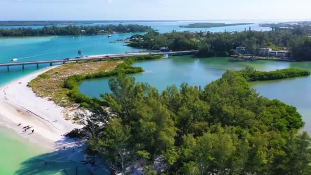 Långbåt Nyckel Drone View Roligt Liv Underhållning Florida Gulf Coast — Stockvideo