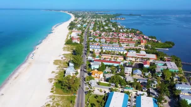 Brahbon Beach Aerial View Остров Анна Мария Пляжи Побережья Мексиканского — стоковое видео