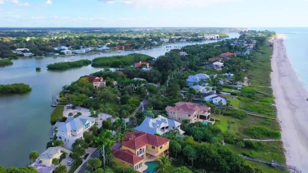 Air View Florida Gulf Coast Beaches Longboat Key Amazing Landscape — Stock video