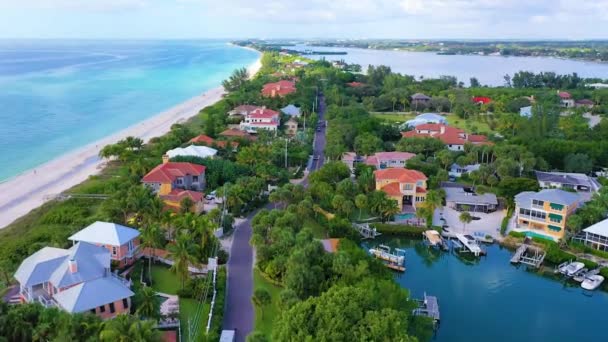 Luftflug Strände Der Golfküste Floridas Longboat Key Atemberaubende Landschaft — Stockvideo