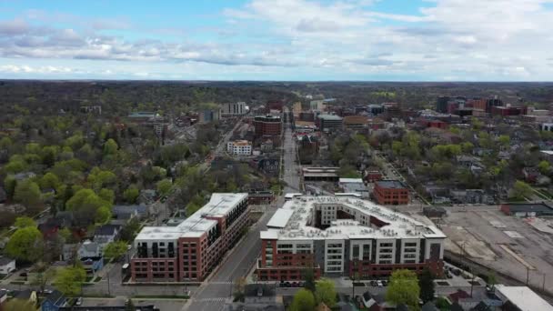 Ann Arbor Vista Drone Centro Cidade Michigan Paisagem Incrível — Vídeo de Stock