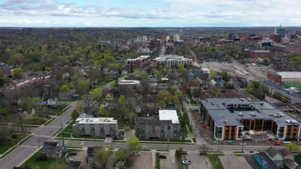 Ann Arbor Drone View Κέντρο Καταπληκτικό Τοπίο Michigan — Αρχείο Βίντεο