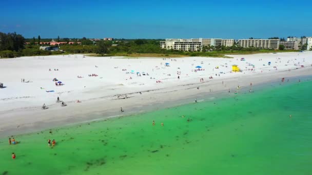Siesta Key Beach Aerial View Gulf Mexico Amazing Landscape Florida — Stock Video