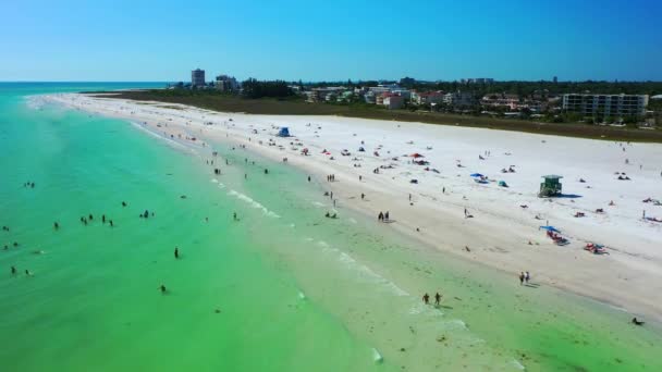 Siesta Key Beach Aerial View Amazing Landscape Gulf Mexico Florida — 비디오