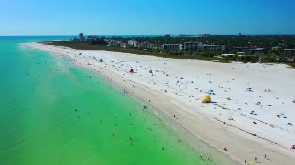 Siesta Key Beach Uitzicht Lucht Florida Golf Van Mexico Verbazingwekkend — Stockvideo