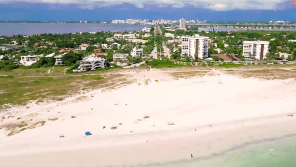 Lido Key Beach Mexikanska Golfen Sarasota Flygfoto Florida — Stockvideo