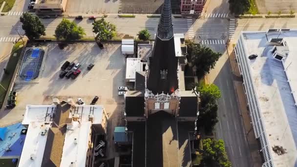 Tulsa Widok Drona Katedra Świętej Rodziny Śródmieście Oklahoma — Wideo stockowe