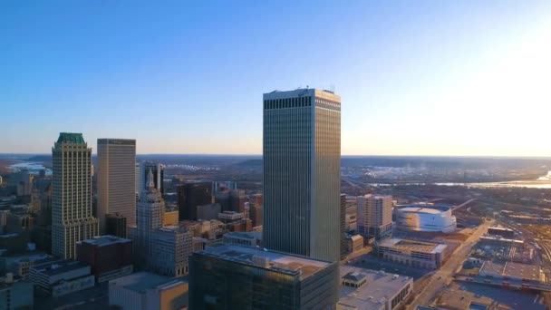 Tulsa Centro Ciudad Vistas Los Drones Oklahoma Paisaje Increíble — Vídeos de Stock