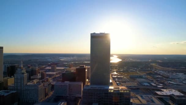 Tulsa Centro Cidade Paisagem Incrível Vista Drone Oklahoma — Vídeo de Stock