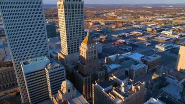 Tulsa Downtown Οκλαχόμα Καταπληκτικό Τοπίο Drone View — Αρχείο Βίντεο