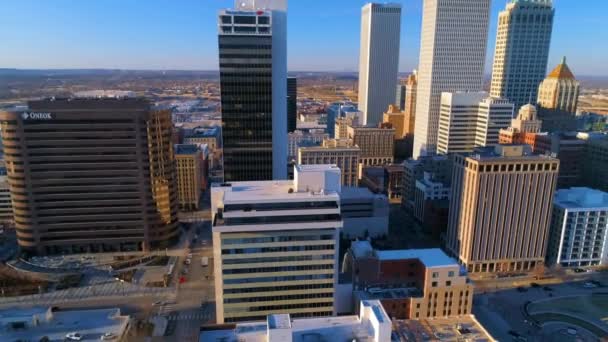 Tulsa Downtown Oklahoma Drone View Muhteşem Manzara — Stok video