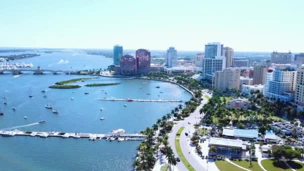 West Palm Beach Lake Worth Lagoon Aerial View Csodálatos Táj — Stock videók