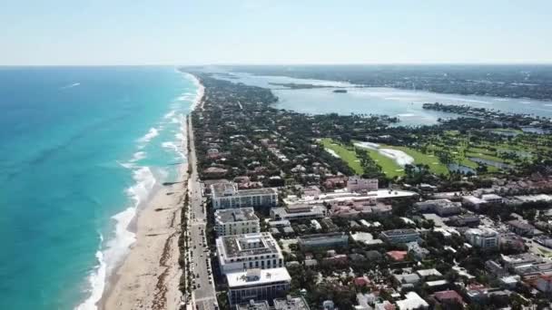 Palm Beach Florida Nın Atlantik Kıyısı Hava Manzarası Nanılmaz Manzara — Stok video
