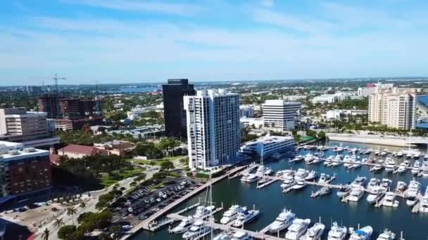 West Palm Beach Lake Worth Lagoon Downtown Aerial View Florida — Stock video