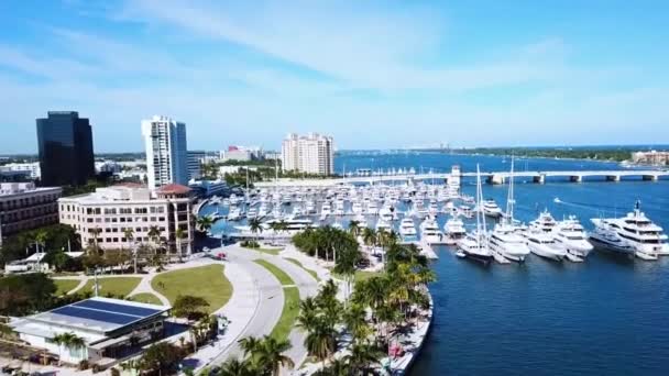 West Palm Beach Lake Worth Lagoon Aerial View Флорида Центр — стоковое видео