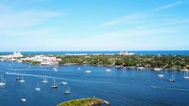 Palm Beach Lake Worth Lagoon Flygfoto Fantastiskt Landskap Florida — Stockvideo