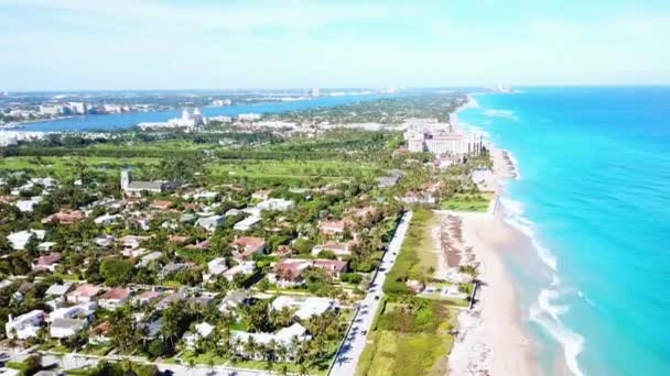 Palm Beach Florida Atlanti Óceán Partján Csodálatos Táj Légi Kilátás — Stock videók