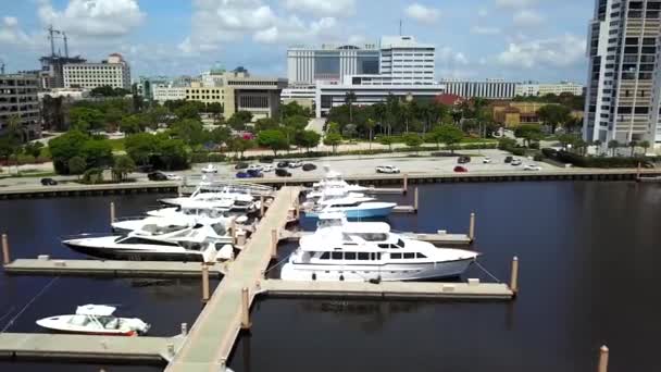 West Palm Beach Aerial View Palm Harbor Marina Florida Lake — Stok video