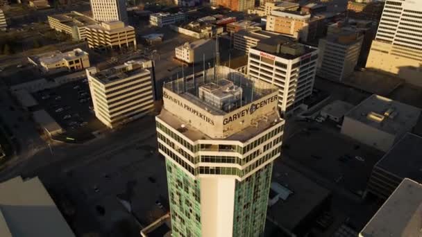 Wichita Vistas Los Drones Garvey Center Centro Ciudad Kansas — Vídeo de stock