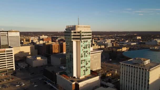 Wichita Vistas Los Drones Garvey Center Kansas Centro Ciudad — Vídeo de stock