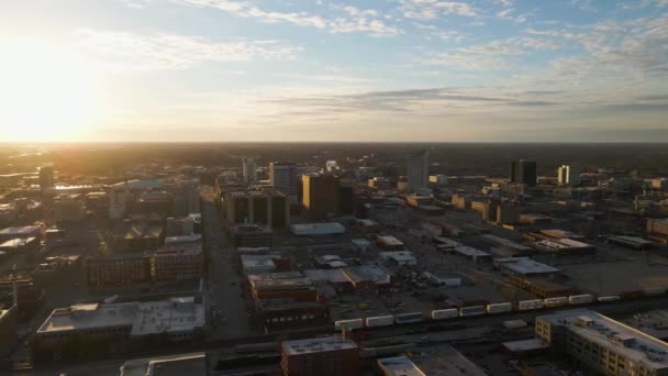 Západ Slunce Nad Wichitou Drone View Downtown Amazing Landscape Kansas — Stock video